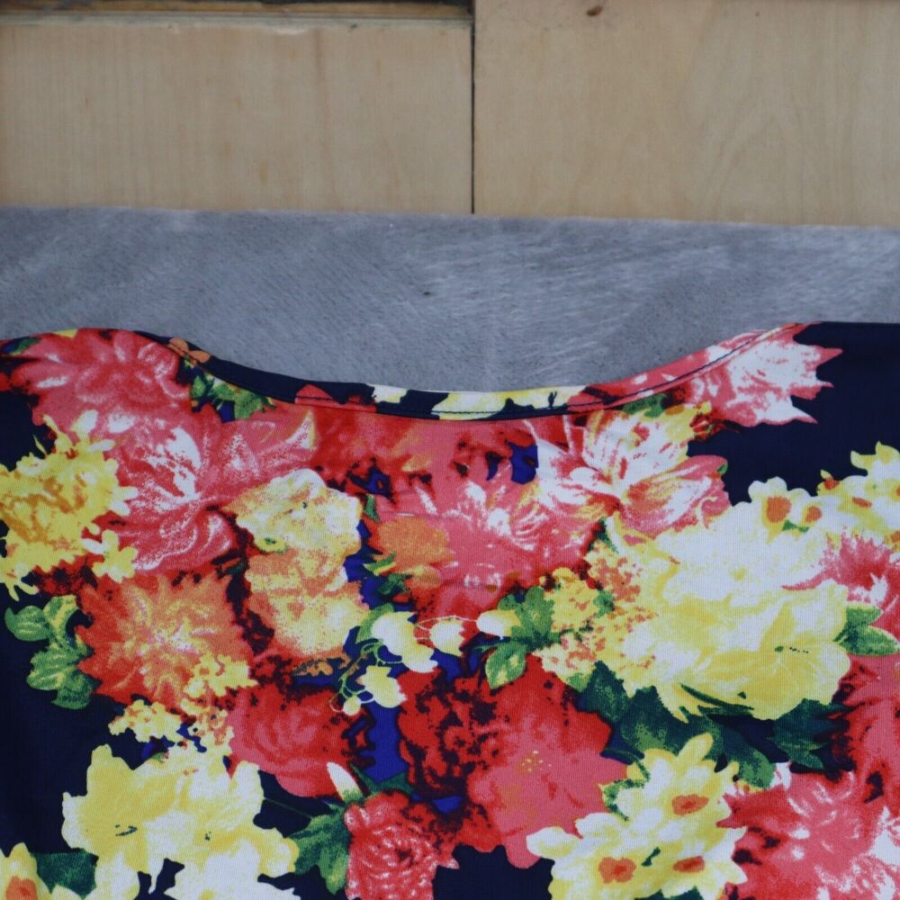 Wanna B Dress Womens L Multicolor Short Sleeve Floral Print Maxi Pullover - Picture 13 of 16